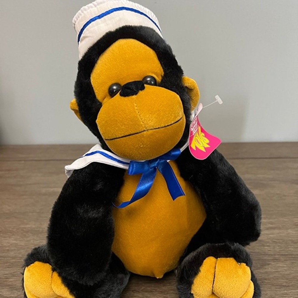 Sugar Loaf Sailor Monkey Gorilla Plush Stuffed Animal Black Tan Nautical Hat Tag